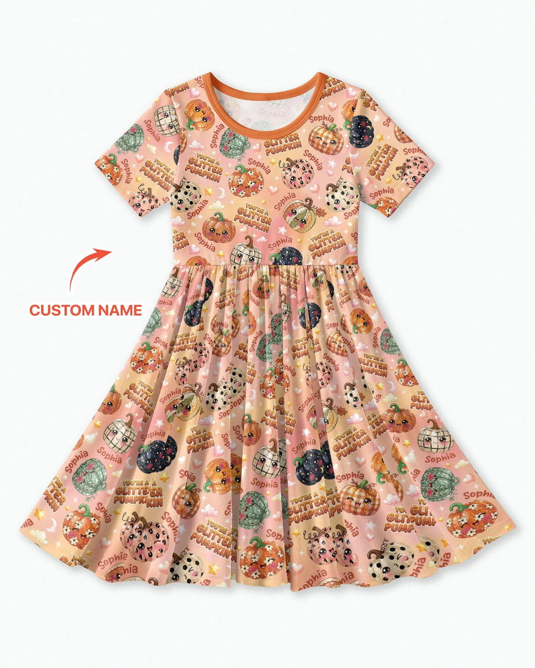 Custom Name You're A Glitter Pumpkin Bamboo Twirl Dress