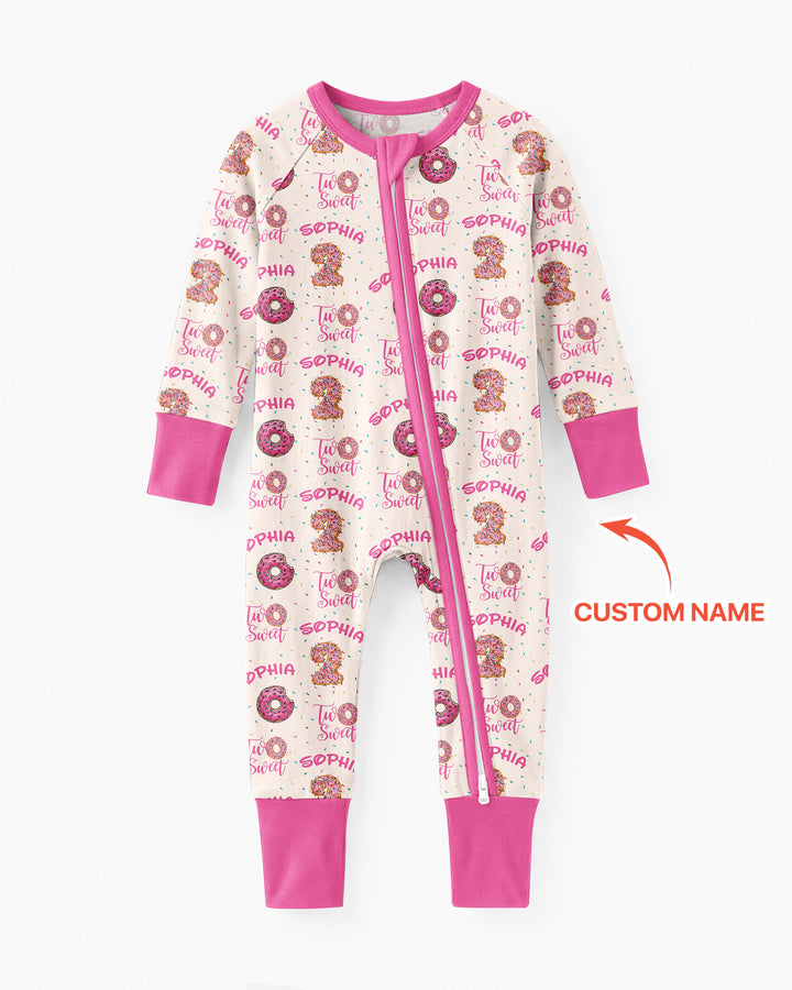 Custom Name Two Sweet Donut Bamboo Convertible Zippy