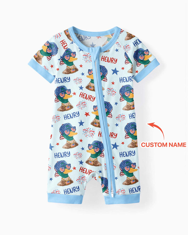 Custom Name Patriotic Mallard Duck  Bamboo Shorty Zippy