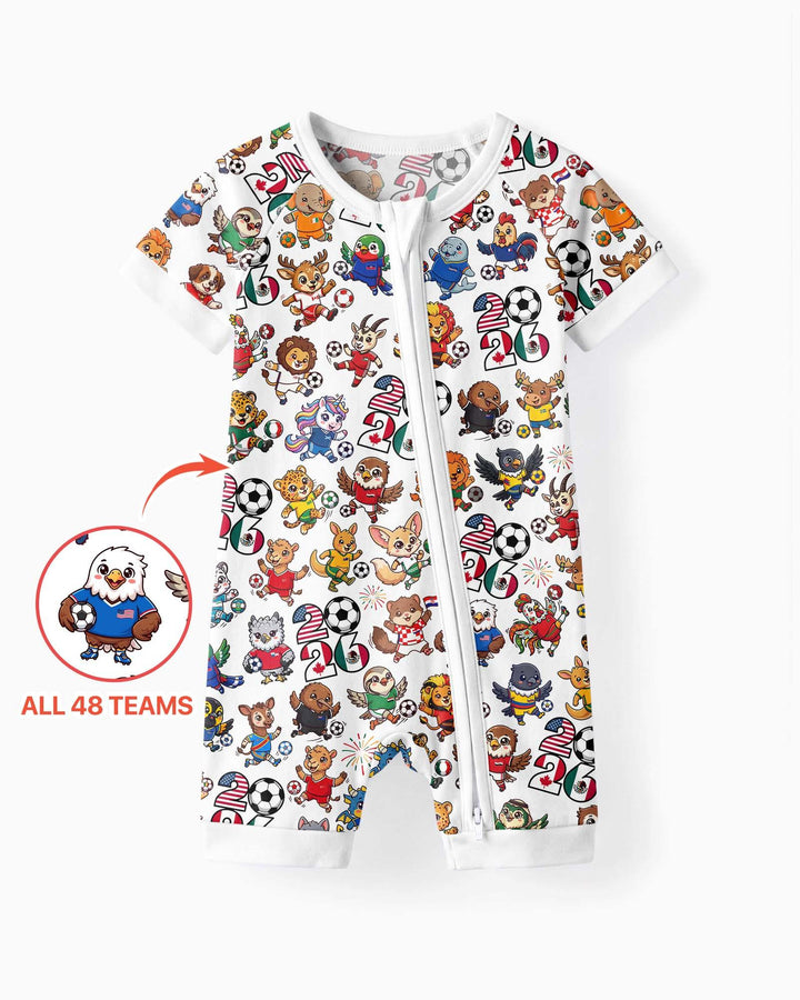 Kawaii Animals Soccer Tour 2026 Family Matching Bamboo Shorty Zippy