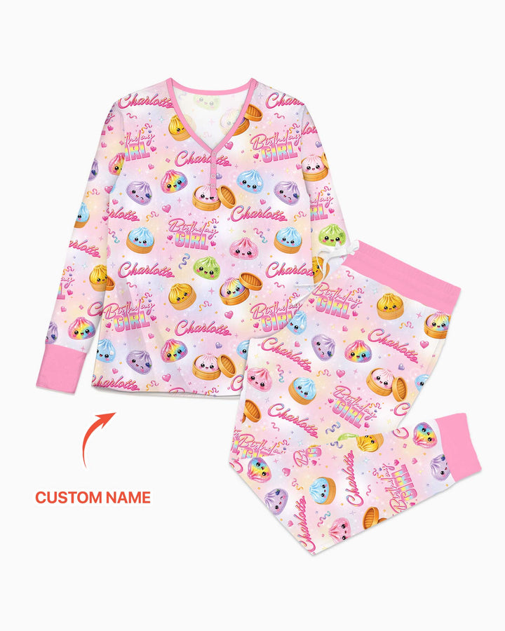 Birthday Girl Glitter Dumpling Bamboo Women Pajama Set