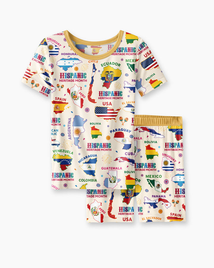 Template Bamboo Two Piece Short Sleeve Shorts Pyjamas Set