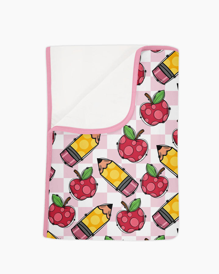 Checkered Apple Scribbles Bamboo Blanket