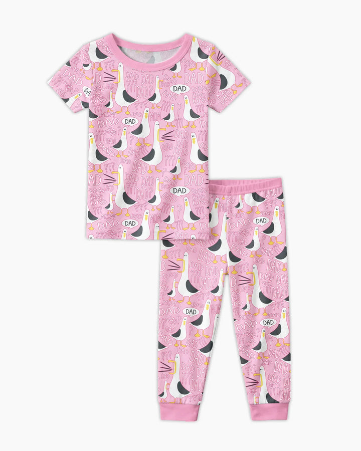 Funny Seagull DAD Bamboo Two Piece Short Sleeve Pajama Set