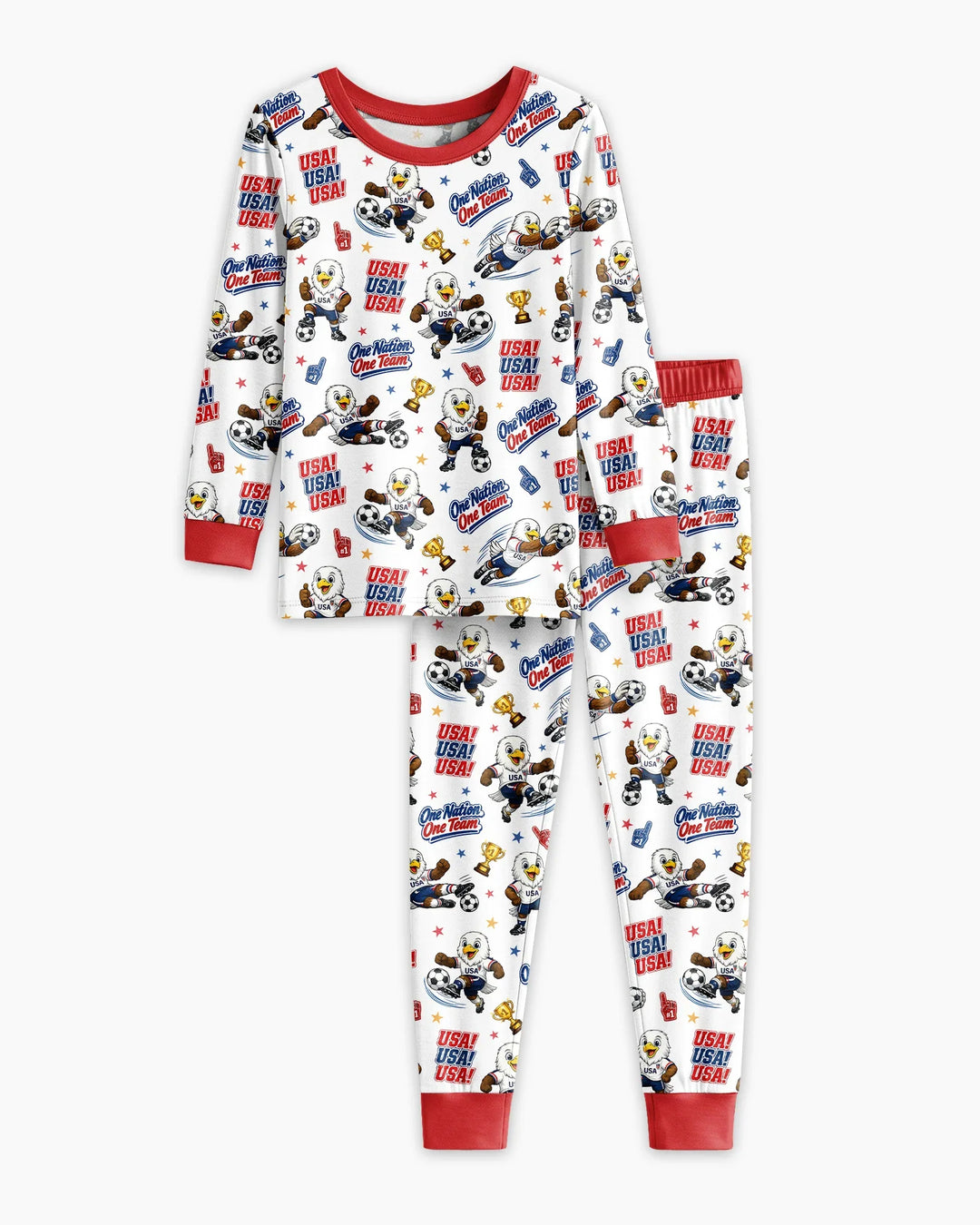 Soccer One Nation One Team Bamboo Two Piece Long Sleeve Pajama Set