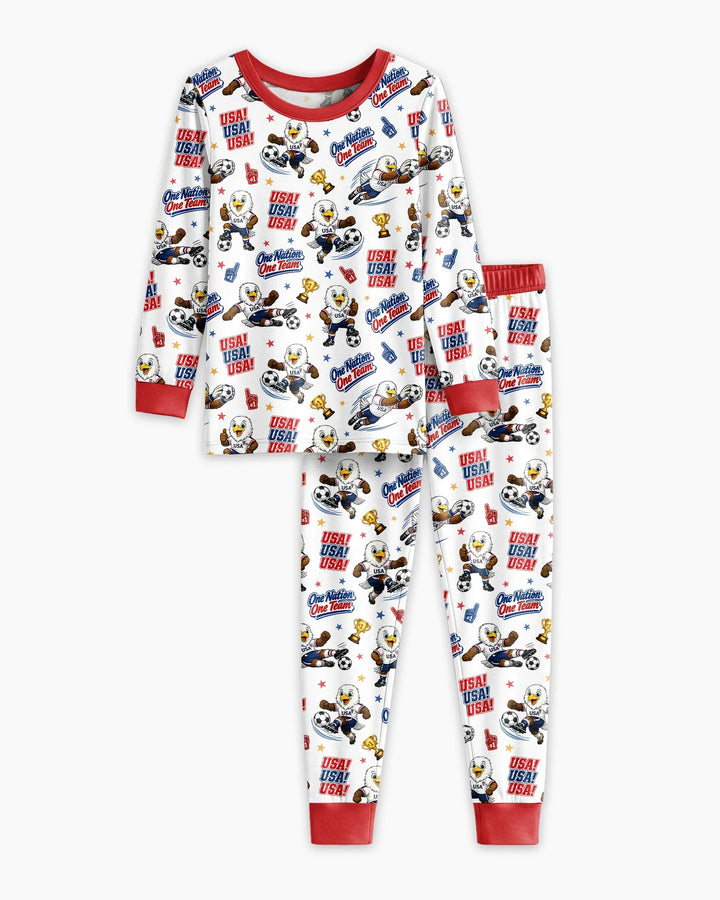Soccer One Nation One Team Bamboo Two Piece Long Sleeve Pajama Set