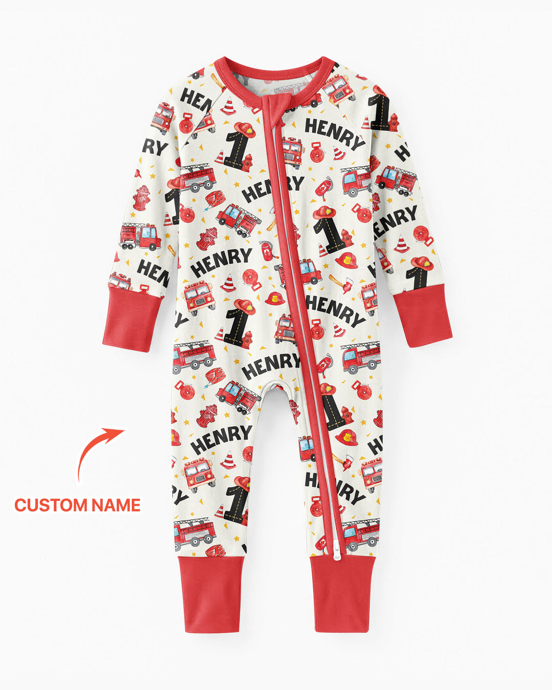 Custom Name Fire Truck Birthday Boy Bamboo Convertible Zippy