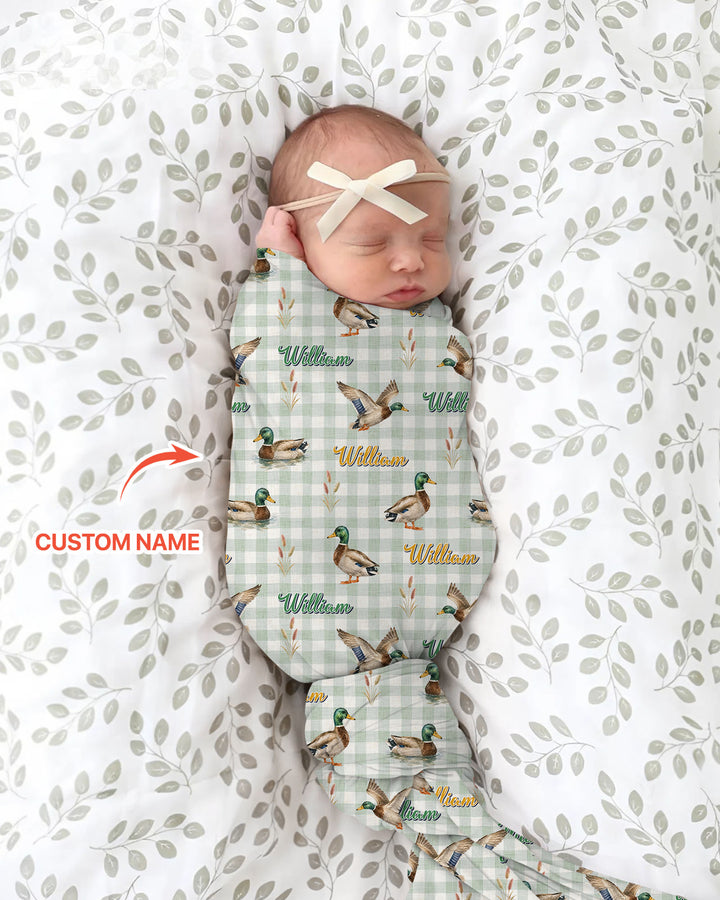 Mallard Duck Custom Name swaddle blanket