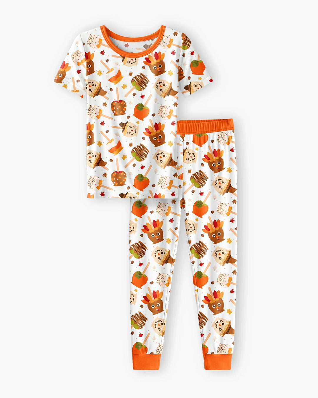 Fall Caramel Apple Family Matching Bamboo Two Piece Short Sleeve Pajama Set