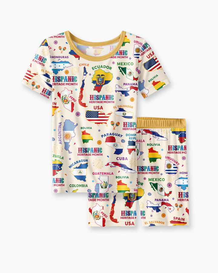 Template Bamboo Two Piece Short Sleeve Shorts Pyjamas Set