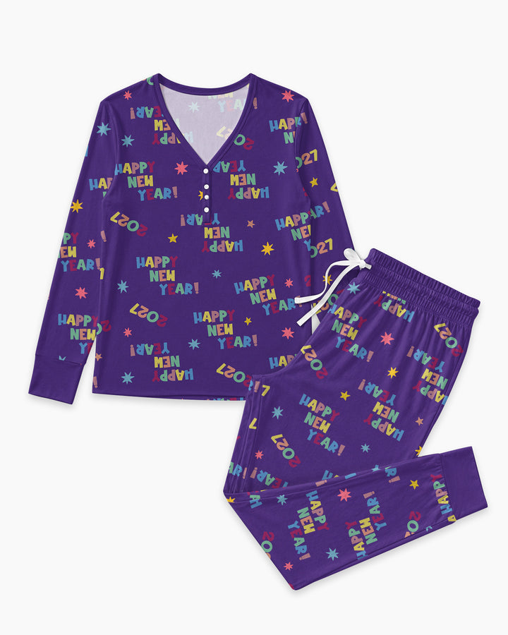 Retro Happy New Year 2027 Bamboo Women Pajama Set