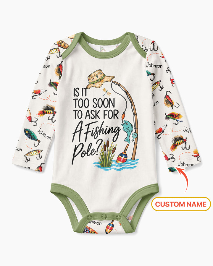 Custom Name Is It Too Soon to Ask for a Fishing Pole Bamboo Bodysuit