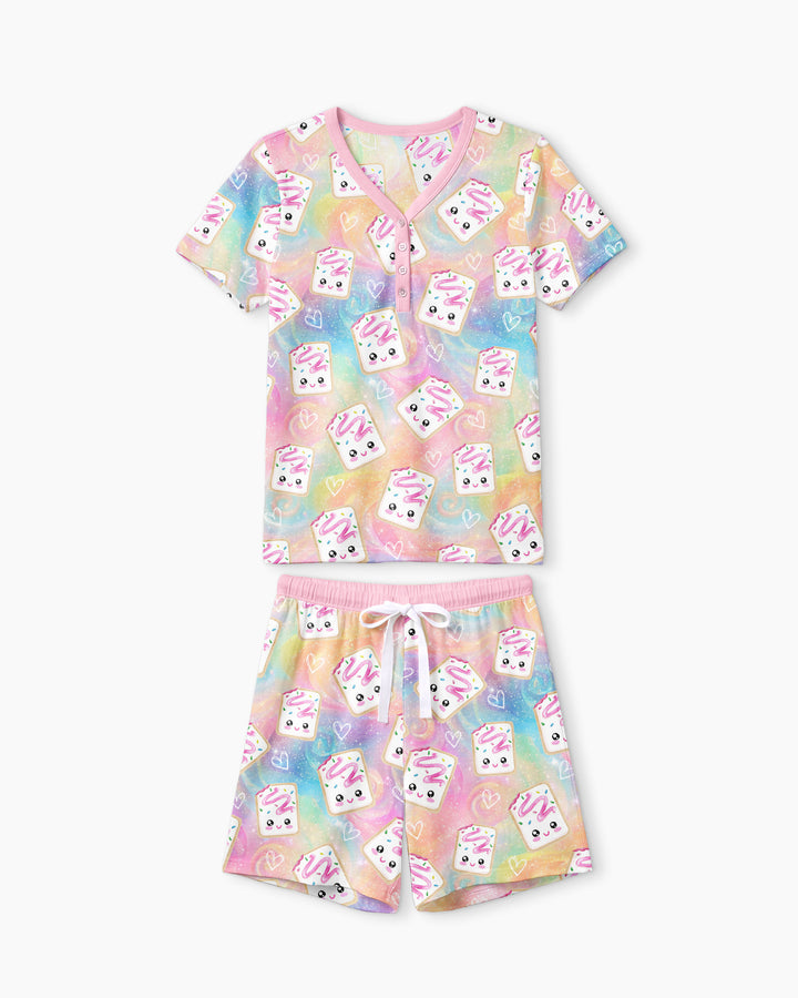Kawaii Sprinkle Pastry  Bamboo Women Short Sleeve Short Pajama Set