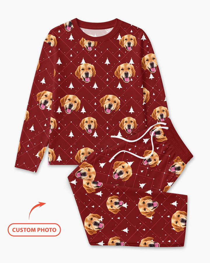 Custom Photo With Christmas Pattern Pajamas Bamboo Men's Pajama Set