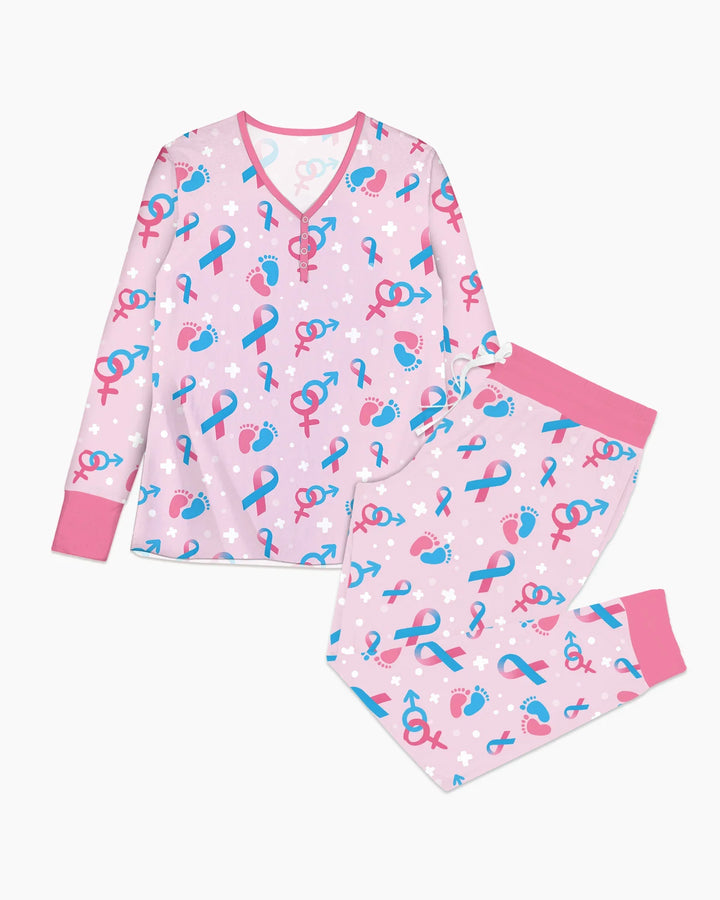 Infertility Awareness Blue and Pink Bamboo Women Pajama Set