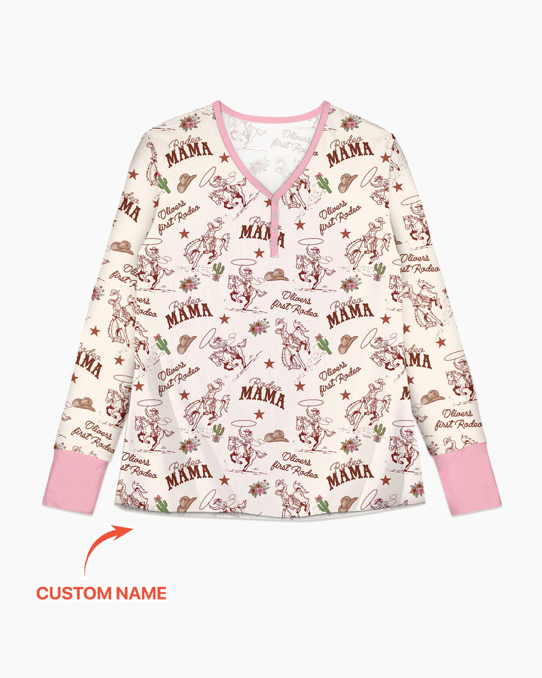 Custom Name First Rodeo Family Matching Bamboo Women Pajama Set