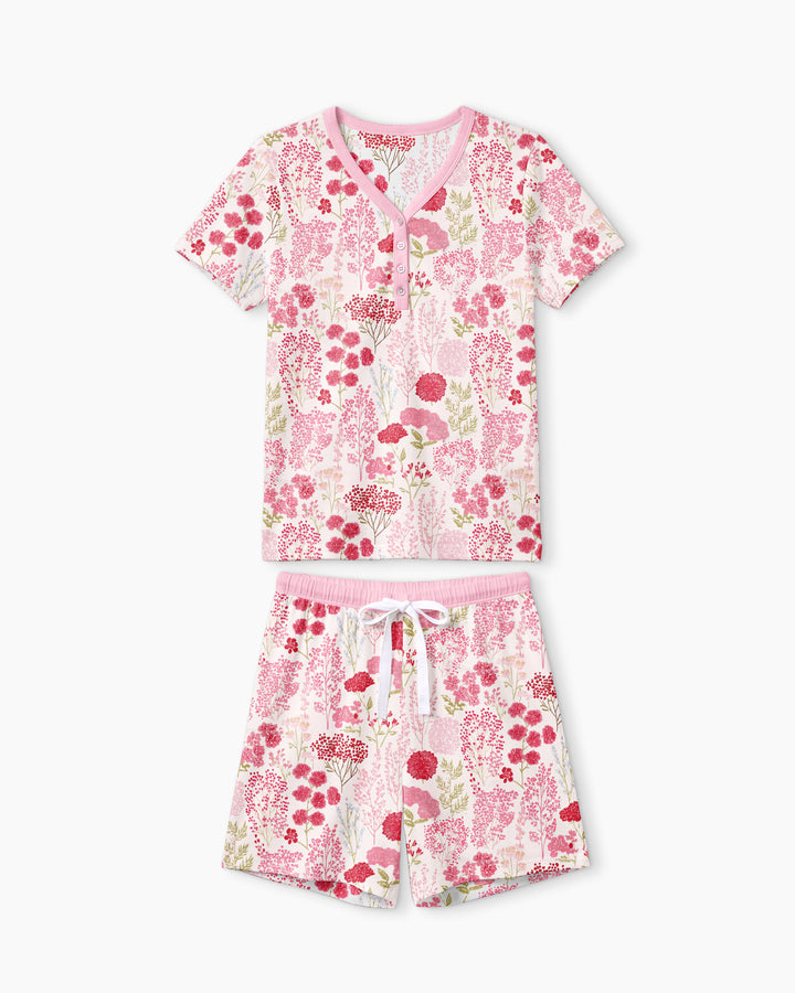 Blushing Wildflowers Bamboo Women Short Sleeve Short Pajama Set