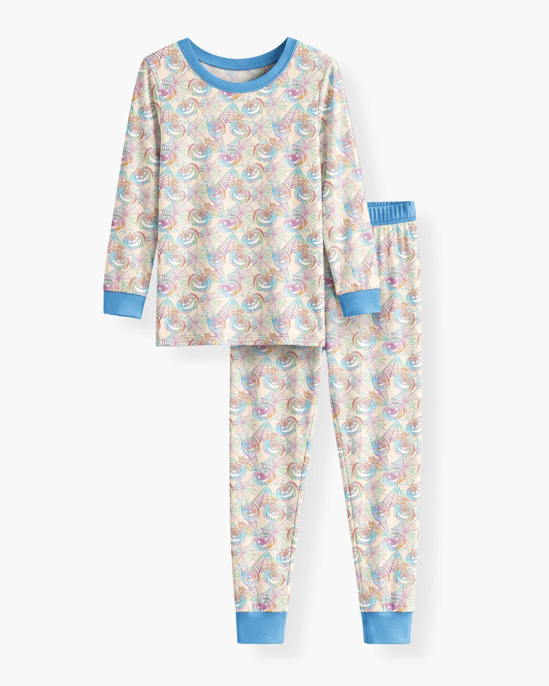 Pastel Halloween Jack O Lanterns Bamboo Two Piece Long Sleeve Pajama Set