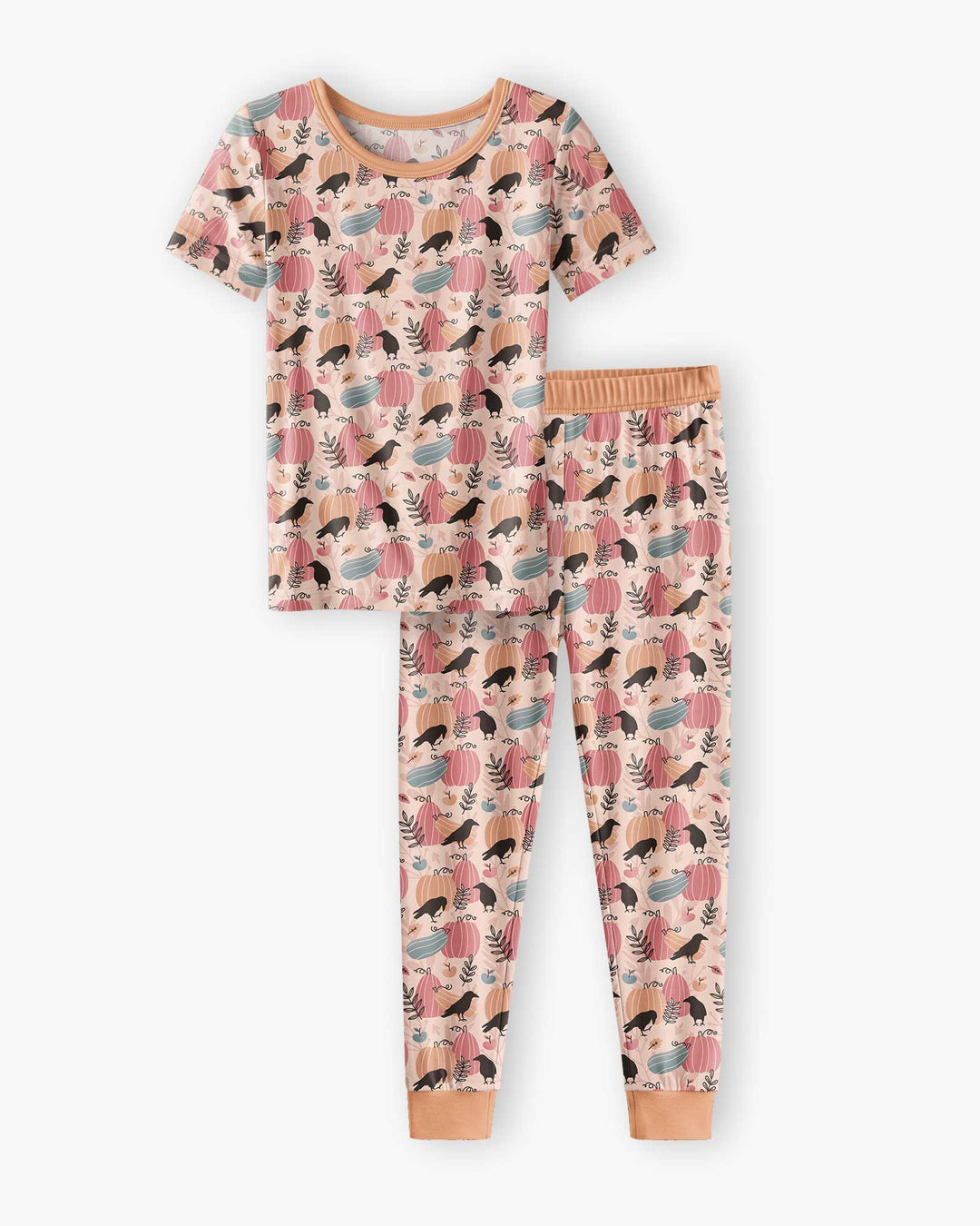 Pastel Pumpkin Patch Bamboo Two Piece Short Sleeve Pajama Set