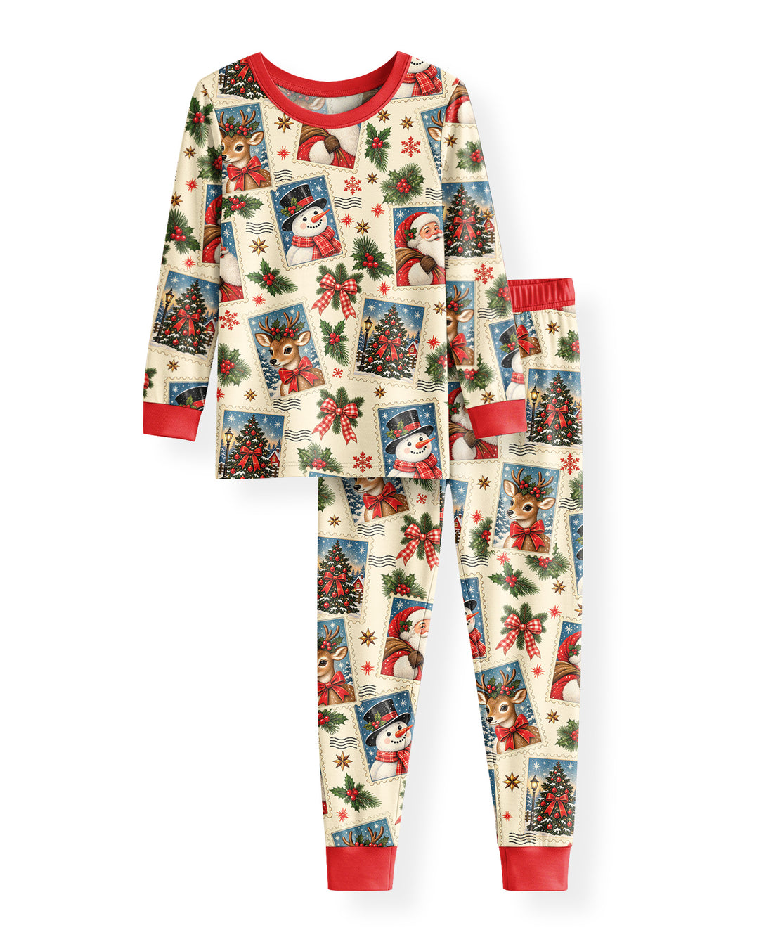 Holly Jolly Stamps Bamboo Two Piece Long Sleeve Pajama Set