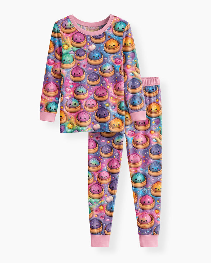 Kawaii Glitter Dumpling Bamboo Two Piece Long Sleeve Pajama Set