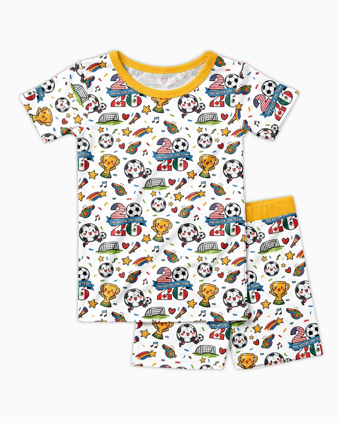 Soccer Fever 2026 Family Matching Bamboo Two Piece Short Sleeve Shorts Pajama Set