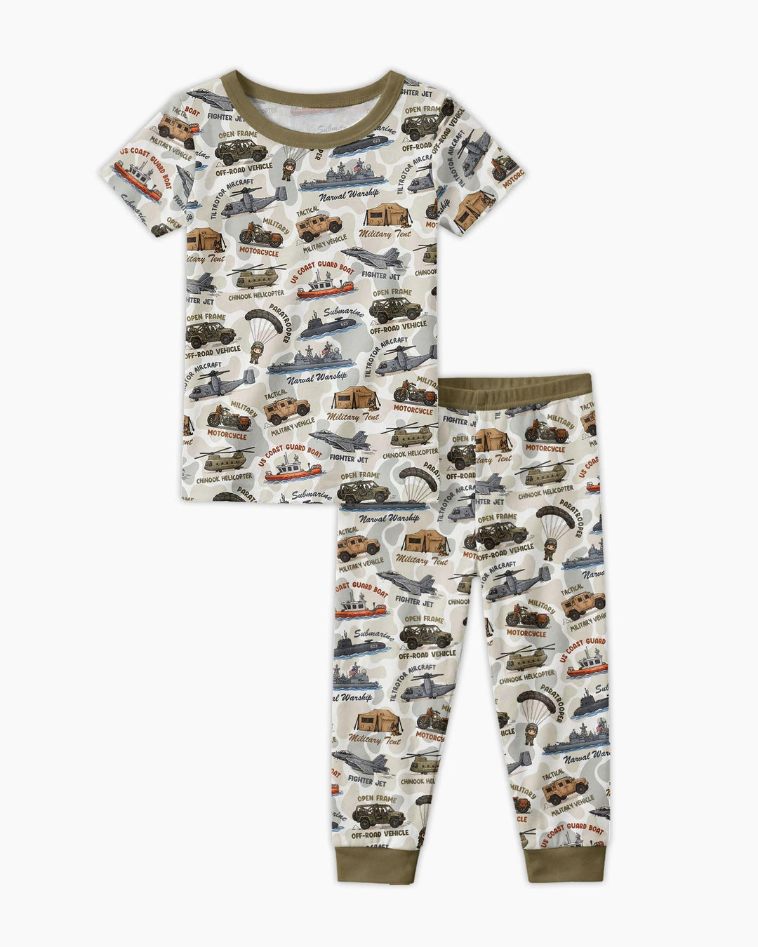 Little Hero Military Family Matching Bamboo Two Piece Short Sleeve Pajama Set