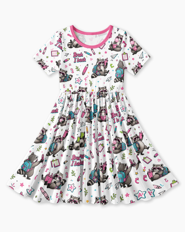 Bruh I Back Racoon Bamboo Twirl Dress