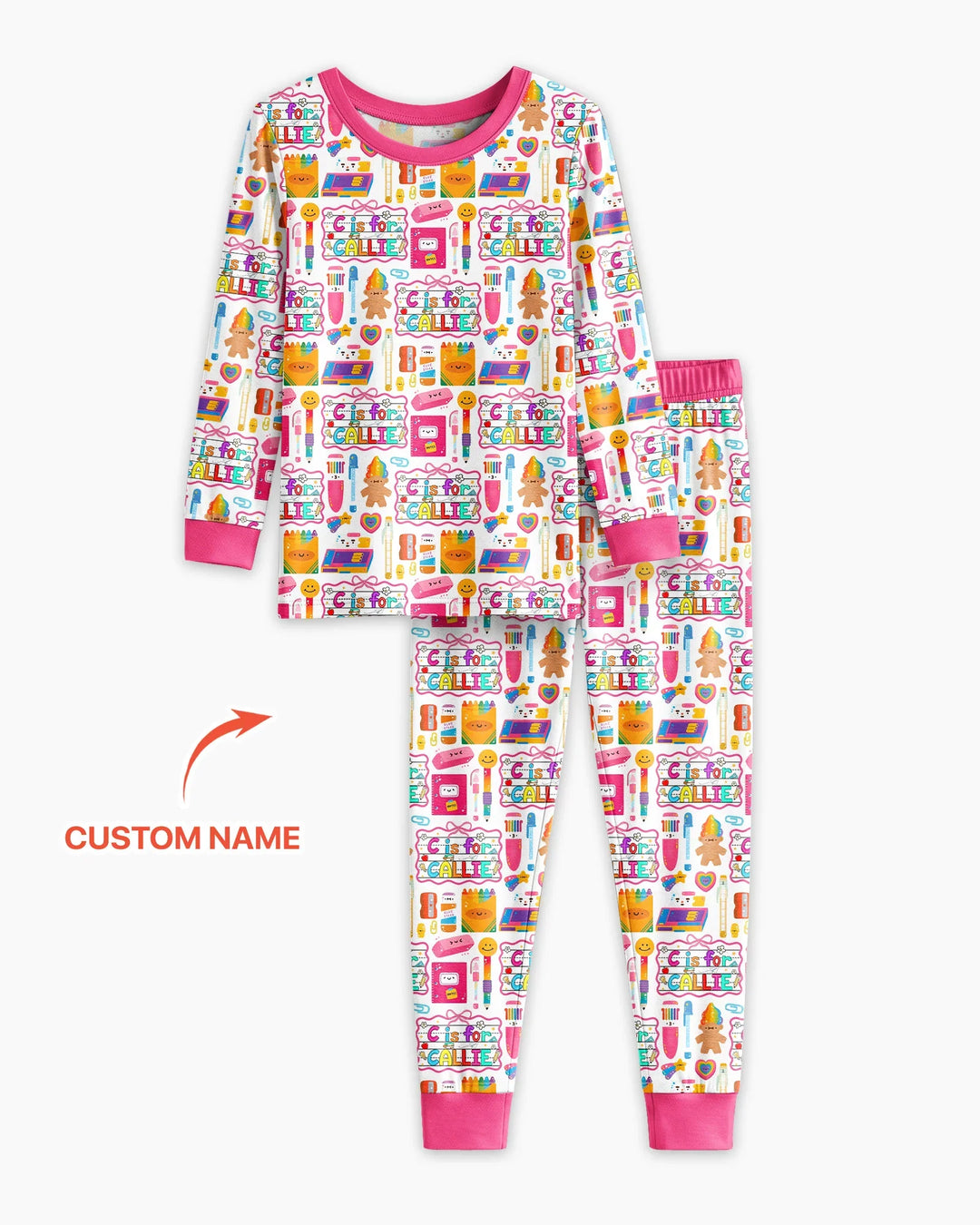 Custom Name Classroom Cuties Bamboo Two Piece Long Sleeve Pajama Set