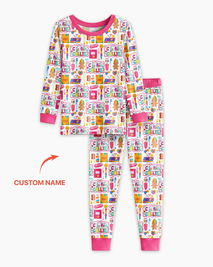 Custom Name Classroom Cuties Bamboo Two Piece Long Sleeve Pajama Set