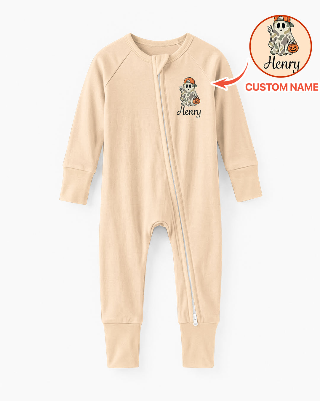 Personalized Baby Boy Halloween Ghost Bamboo Convertible Zippy