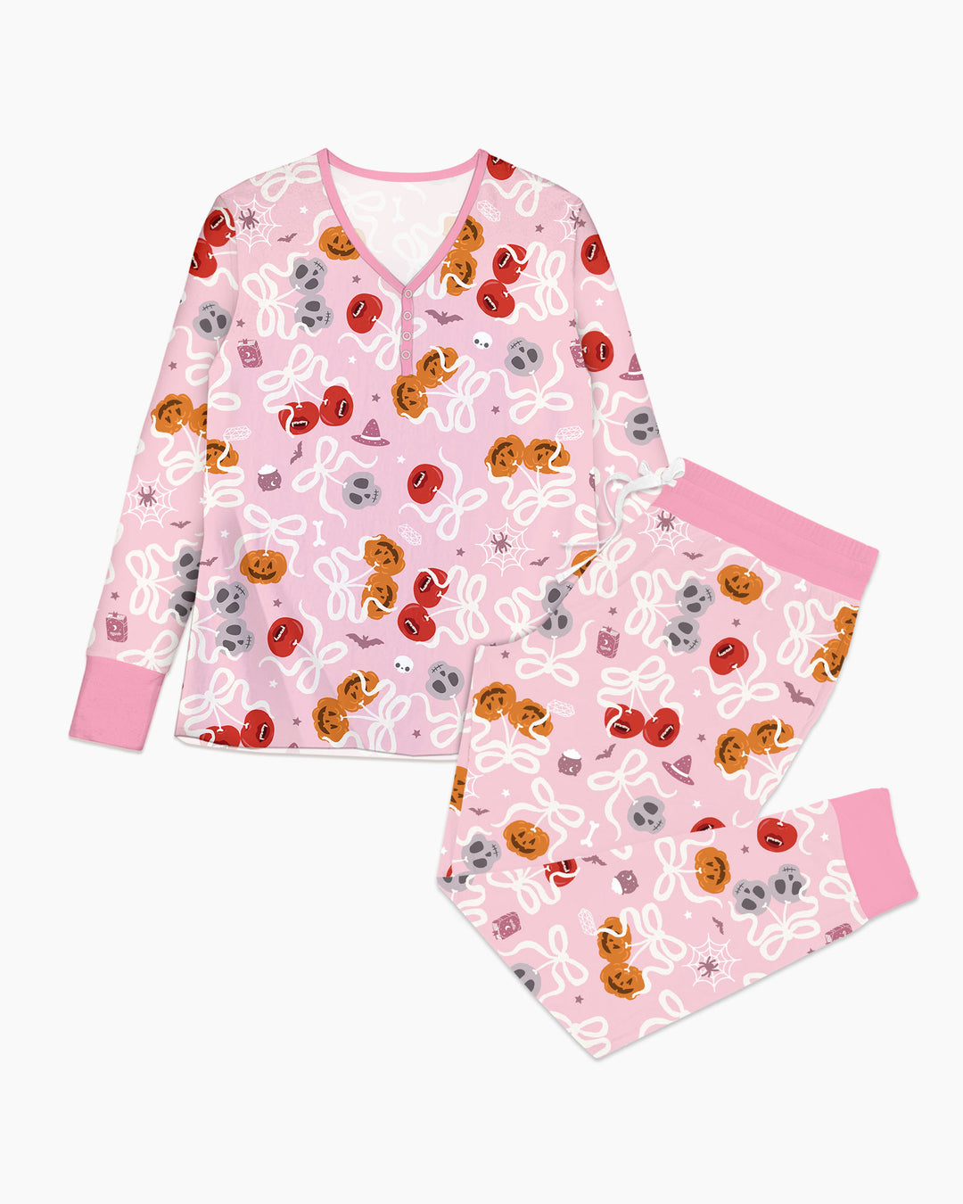 Spooky Halloween Cherry Matching Bamboo Women Pajama Set