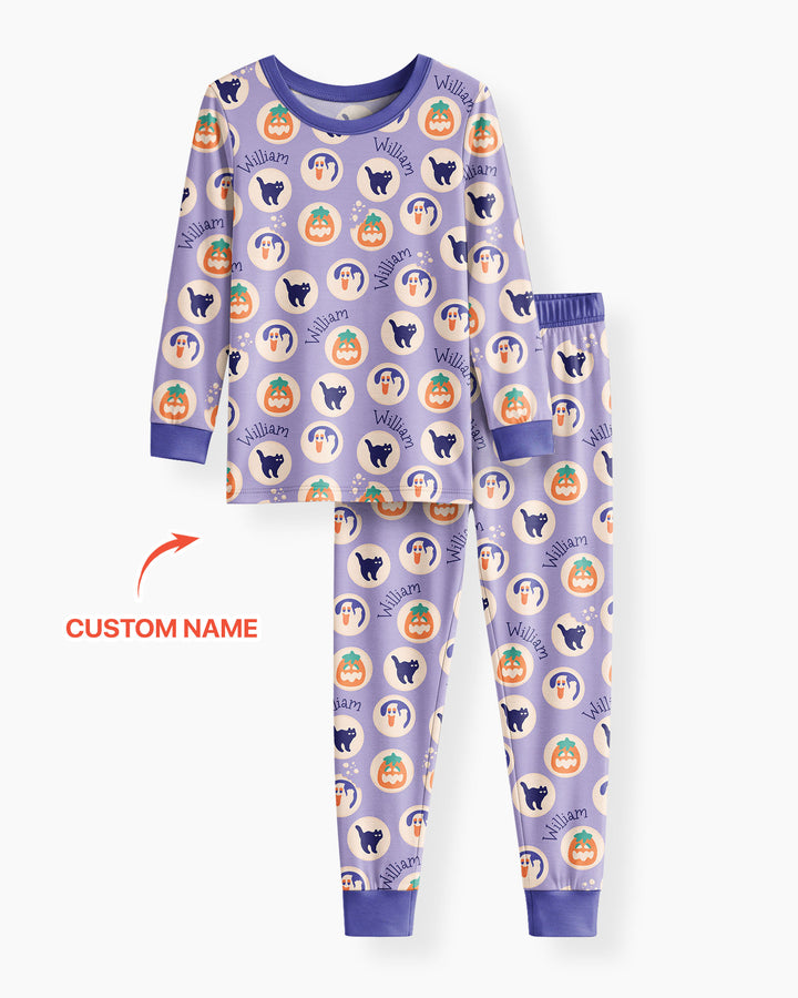Boo Crew Custom Name Bamboo Two Piece Long Sleeve Pajama Set