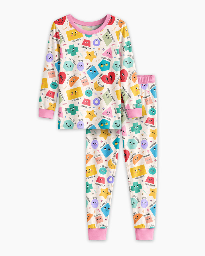 Happy Shape Squad Family Matching Bamboo Two Piece Long Sleeve Pajama Set