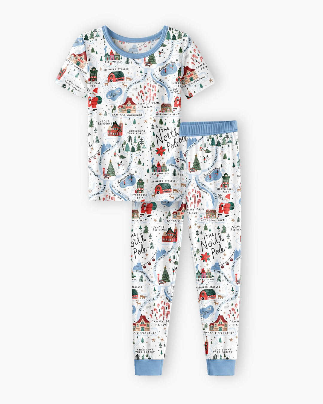 The North Pole Map Bamboo Two Piece Short Sleeve Pajama Set