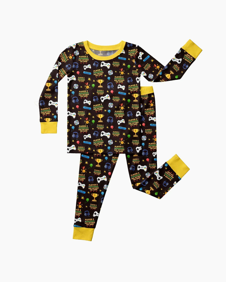 Leveled Up Daddy & Me Matching Bamboo Two Piece Long Sleeve Pajama Set