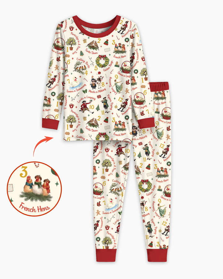 12 Days of Christmas Bamboo Two Piece Long Sleeve Pajama Set