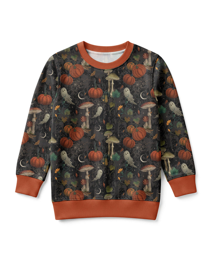 Spooky Cute Ghost Pumpkin Mushroom Halloween Bamboo Crewneck Sweatshirt