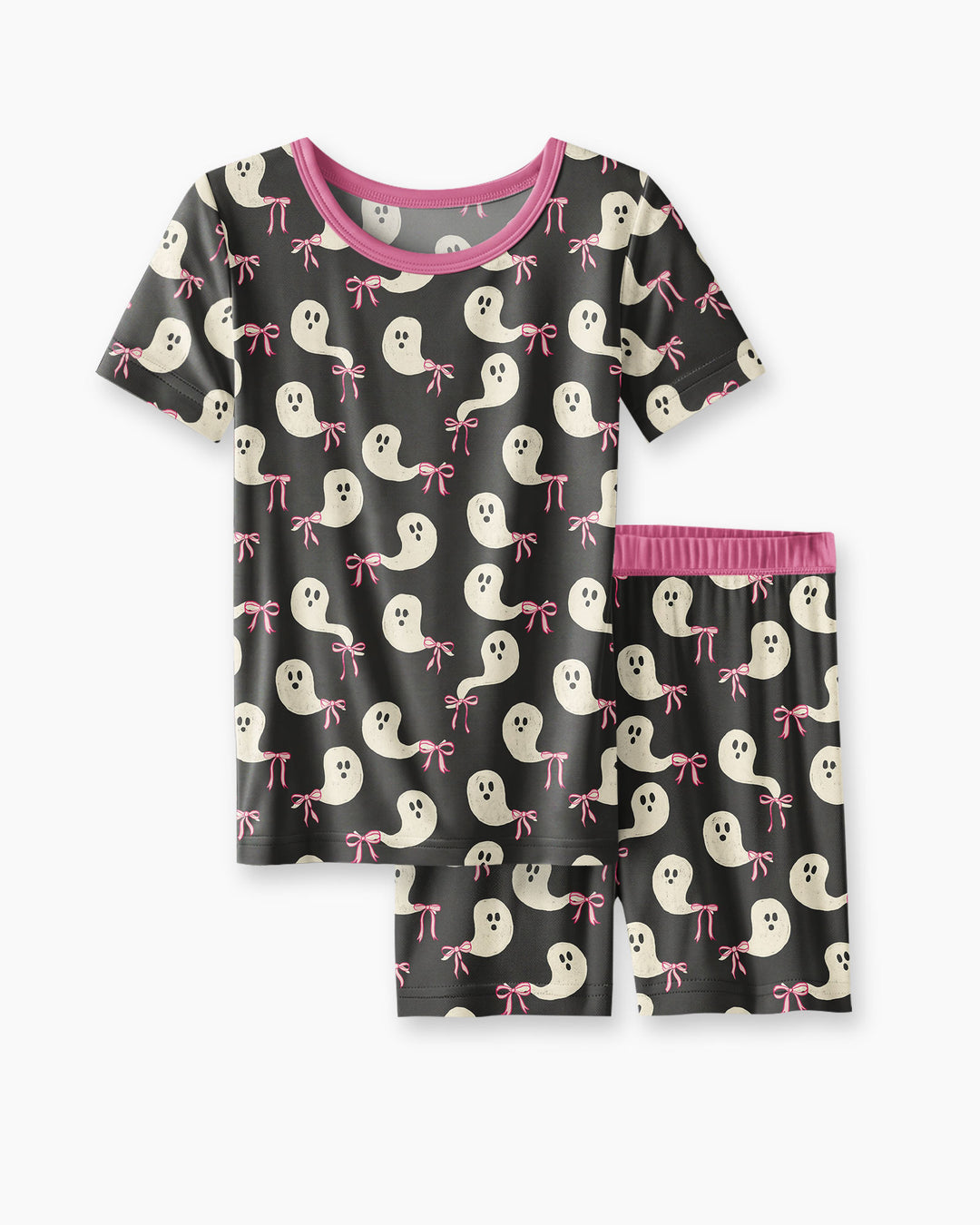 Little Ghosts Bamboo Two Piece Short Sleeve Shorts Pyjamas Set For Halloween