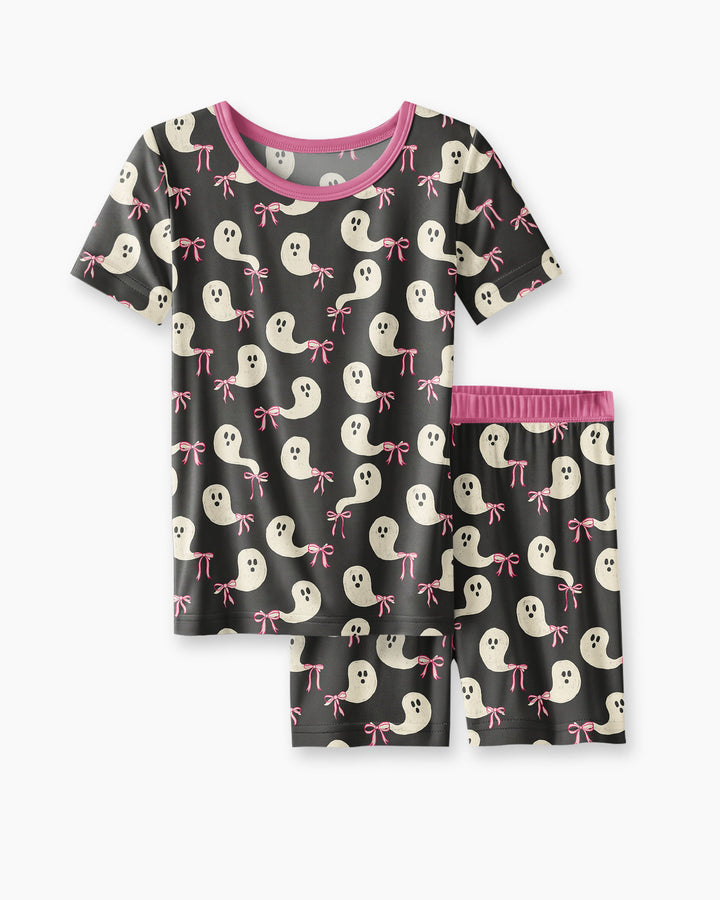 Little Ghosts Bamboo Two Piece Short Sleeve Shorts Pyjamas Set For Halloween