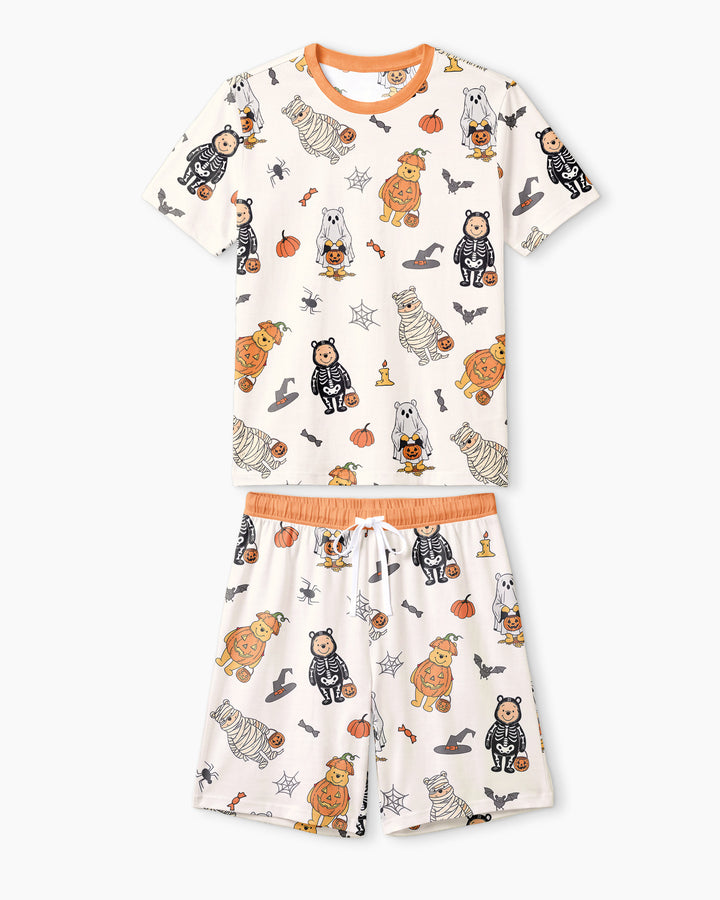 Retro Trick Or Treat Bamboo Men Short Sleeve Short Pajama Set