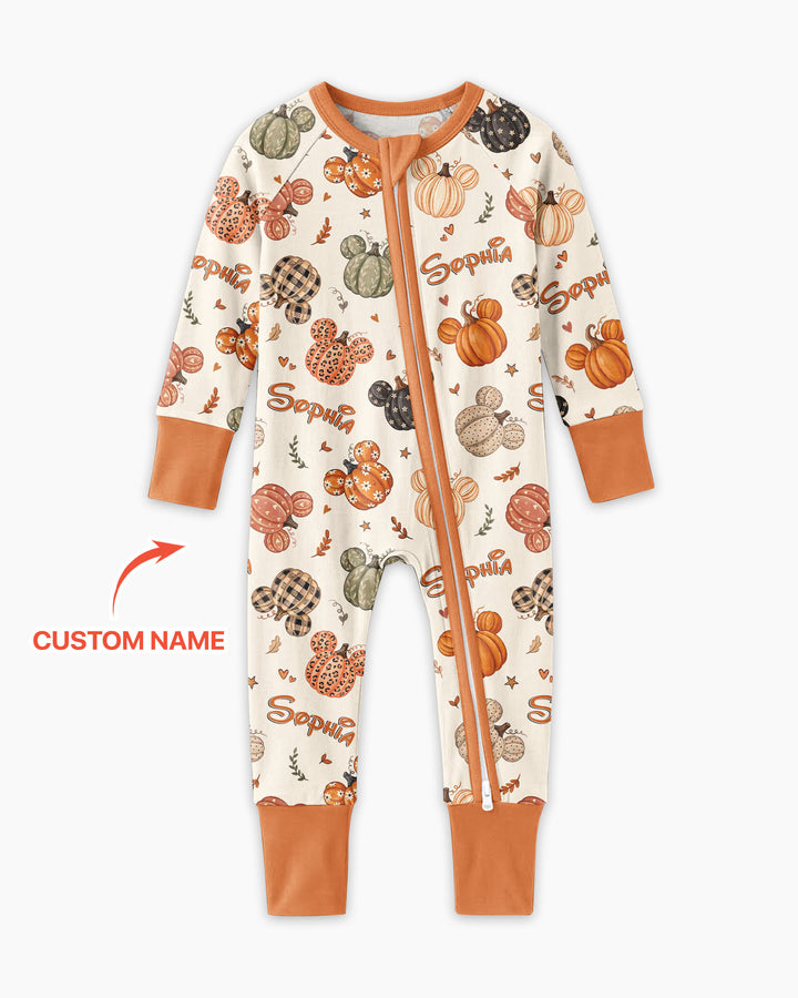 Custom Name Preppy Fall Mouse Bamboo Convertible Zippy