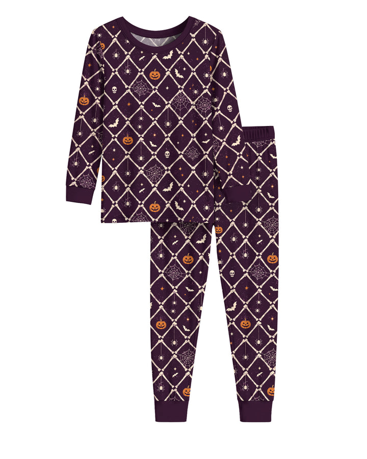 Gothic Skeleton Bones Spooky Halloween Bamboo Two Piece Long Sleeve Pajama Set