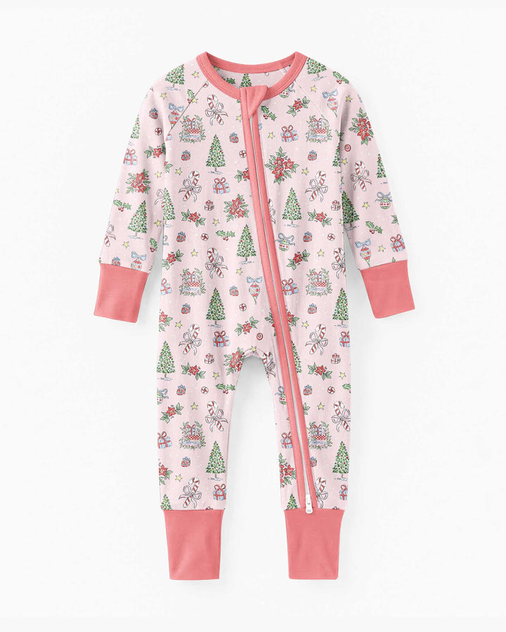 Watercolor Pink Christmas Holidays Christmas Tree Gifts Candy Cane Bamboo Convertible Zippy