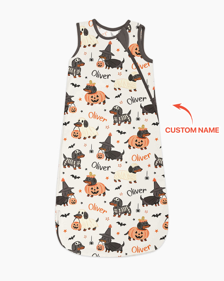 Orange and Black Dachshund Bamboo Sleep Bag