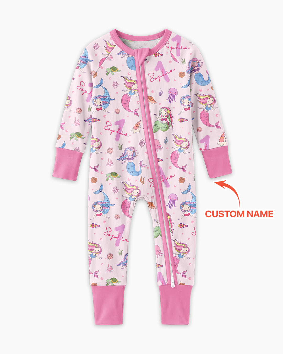 Custom Name Birthday Mermaid Bamboo Convertible Zippy