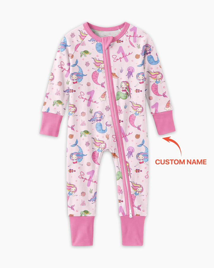 Custom Name Birthday Mermaid Bamboo Convertible Zippy