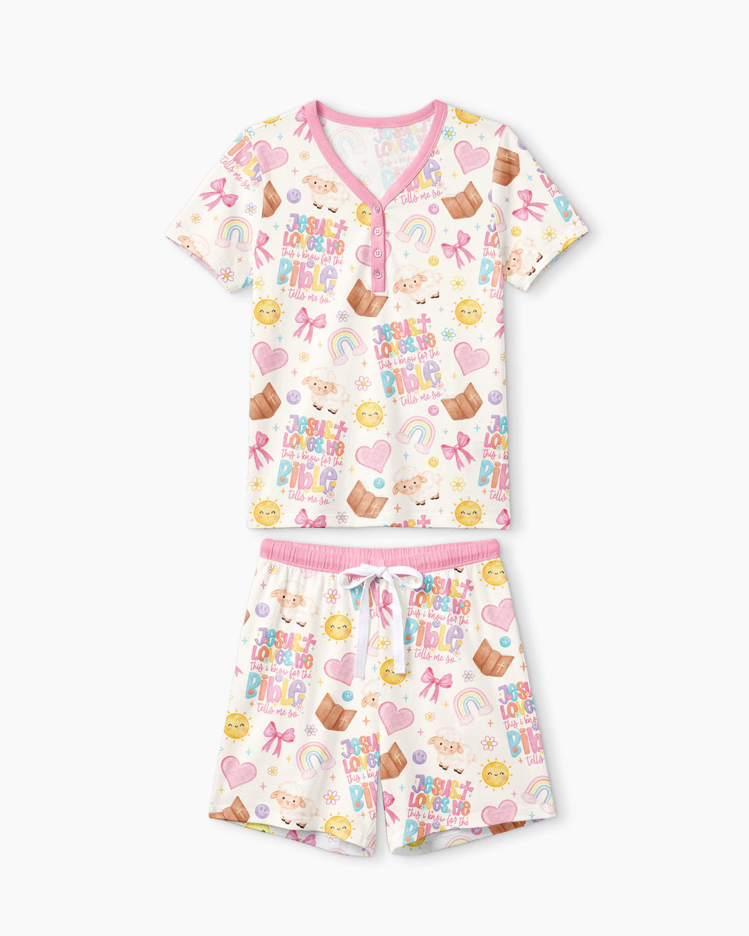 Jesus Loves Me This I Know Bamboo Women Short Sleeve Short Pajama Set