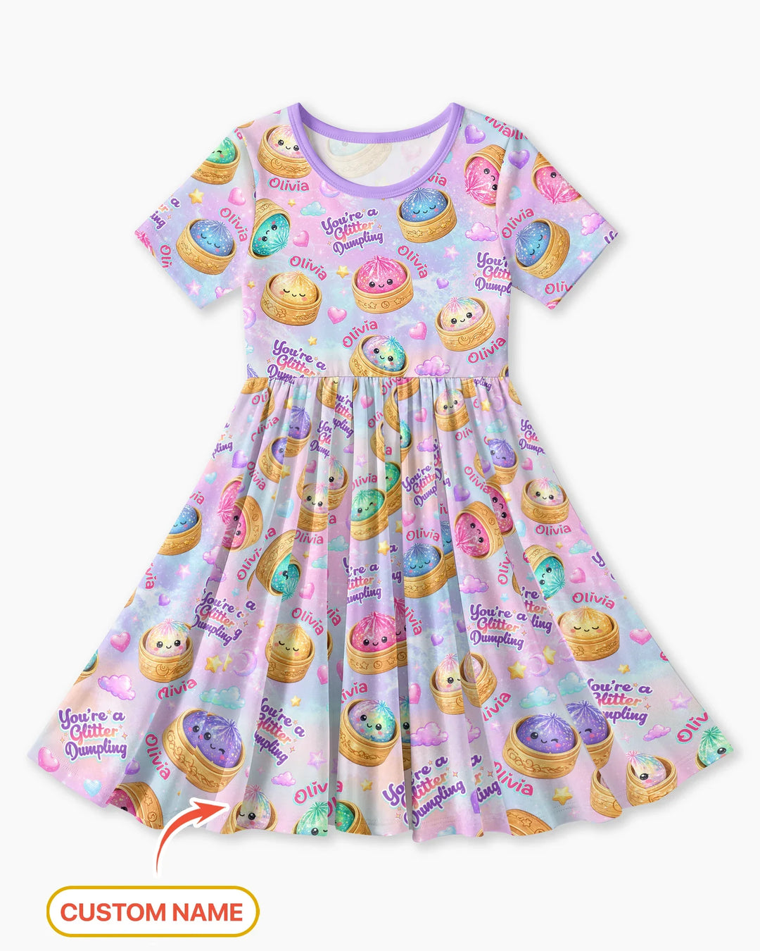 Custom Name You're A Glitter Dumpling  Bamboo Twirl Dress
