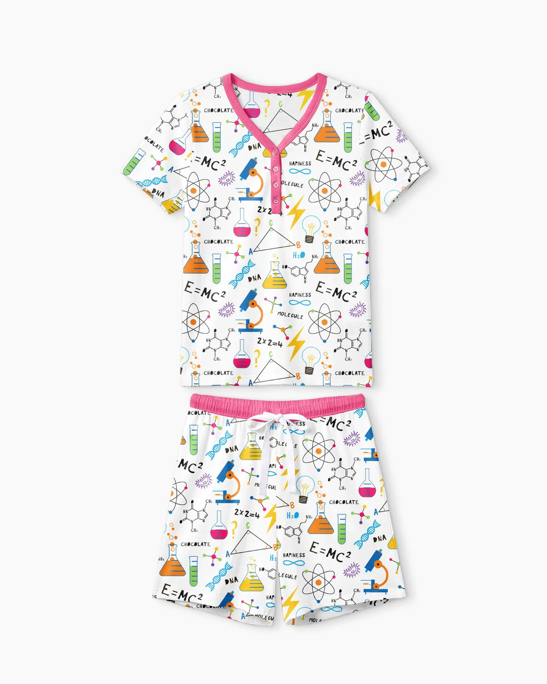 Science Explorer Family Matching Bamboo Women Short Sleeve Short Pajama Set